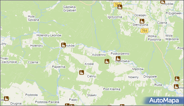 mapa Korzenno, Korzenno na mapie Targeo