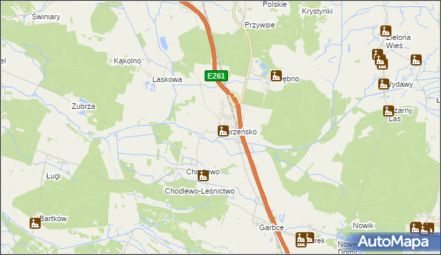 mapa Korzeńsko, Korzeńsko na mapie Targeo
