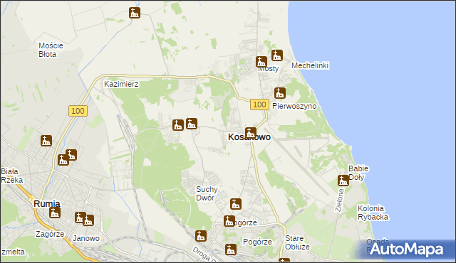 mapa Kosakowo powiat pucki, Kosakowo powiat pucki na mapie Targeo