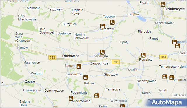 mapa Kościejów, Kościejów na mapie Targeo