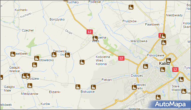 mapa Kościelna Wieś Kolonia, Kościelna Wieś Kolonia na mapie Targeo