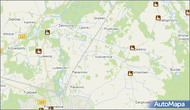 mapa Kościernica gmina Białogard, Kościernica gmina Białogard na mapie Targeo