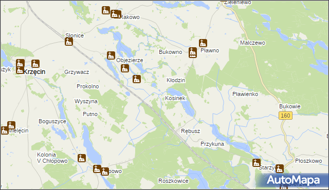 mapa Kosinek, Kosinek na mapie Targeo