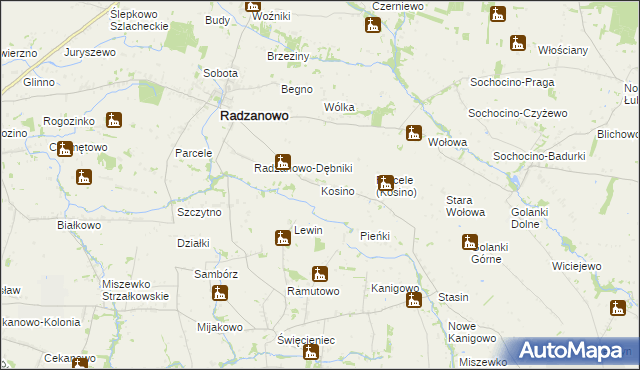 mapa Kosino, Kosino na mapie Targeo