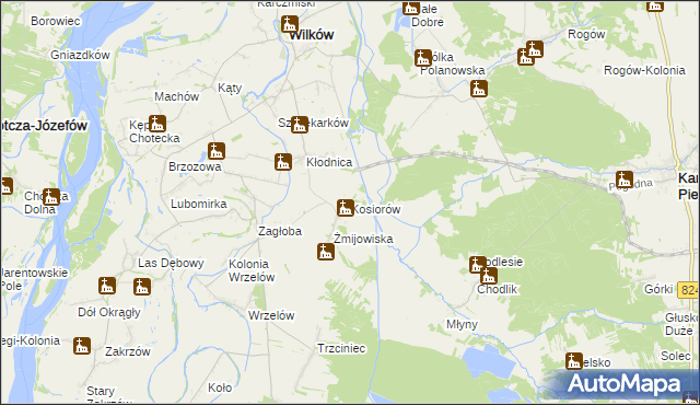 mapa Kosiorów gmina Wilków, Kosiorów gmina Wilków na mapie Targeo
