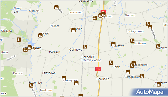 mapa Kosowo gmina Czerniejewo, Kosowo gmina Czerniejewo na mapie Targeo