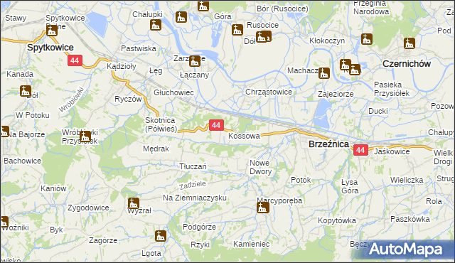mapa Kossowa, Kossowa na mapie Targeo