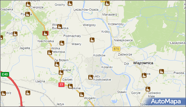 mapa Kostków, Kostków na mapie Targeo