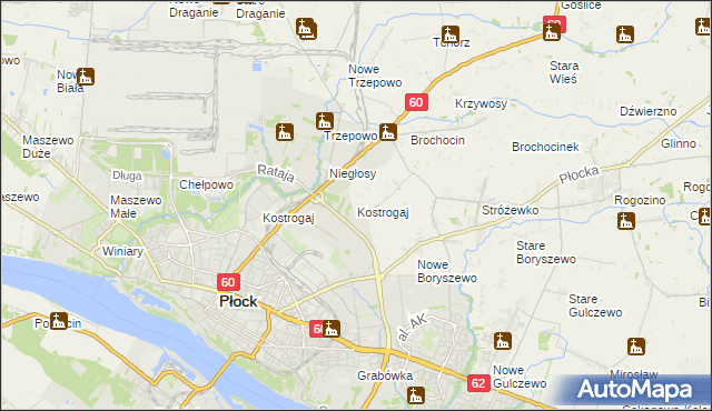 mapa Kostrogaj, Kostrogaj na mapie Targeo
