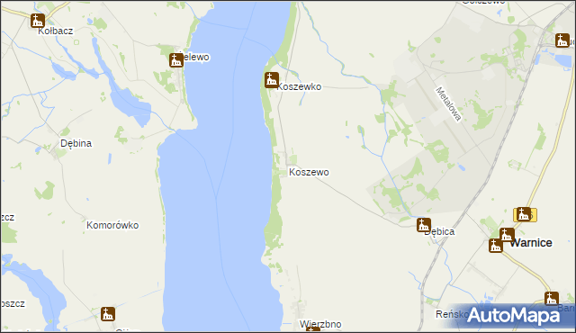 mapa Koszewo gmina Stargard, Koszewo gmina Stargard na mapie Targeo