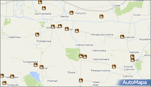 mapa Kotlice-Kolonia, Kotlice-Kolonia na mapie Targeo