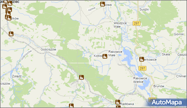 mapa Kotliska gmina Lwówek Śląski, Kotliska gmina Lwówek Śląski na mapie Targeo