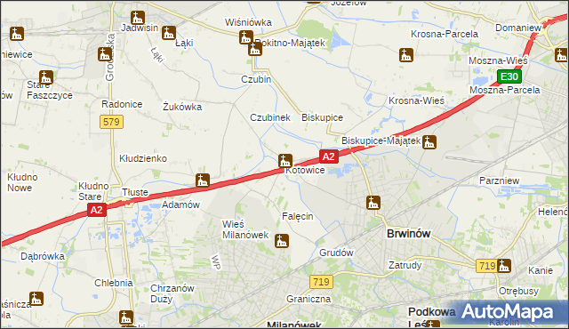 mapa Kotowice gmina Brwinów, Kotowice gmina Brwinów na mapie Targeo