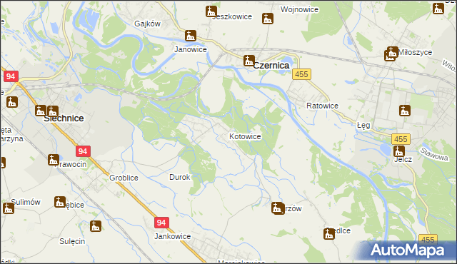 mapa Kotowice gmina Siechnice, Kotowice gmina Siechnice na mapie Targeo