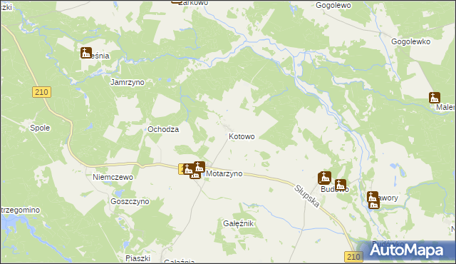 mapa Kotowo gmina Dębnica Kaszubska, Kotowo gmina Dębnica Kaszubska na mapie Targeo