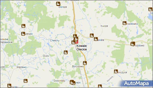 mapa Kowale Oleckie, Kowale Oleckie na mapie Targeo