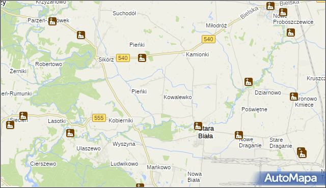 mapa Kowalewko gmina Stara Biała, Kowalewko gmina Stara Biała na mapie Targeo