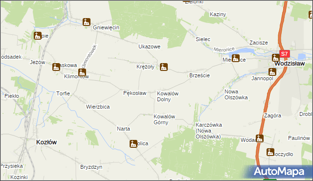 mapa Kowalów Dolny, Kowalów Dolny na mapie Targeo