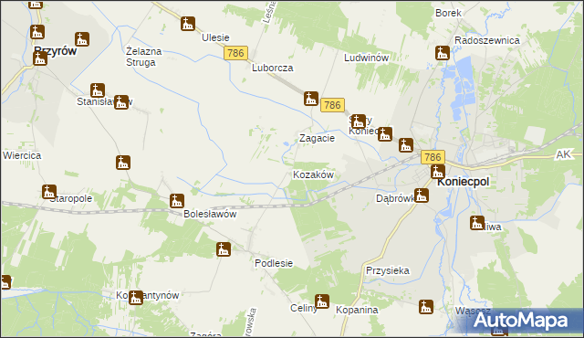 mapa Kozaków, Kozaków na mapie Targeo