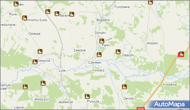 mapa Kożany, Kożany na mapie Targeo