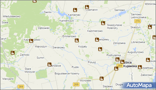 mapa Kozjaty, Kozjaty na mapie Targeo