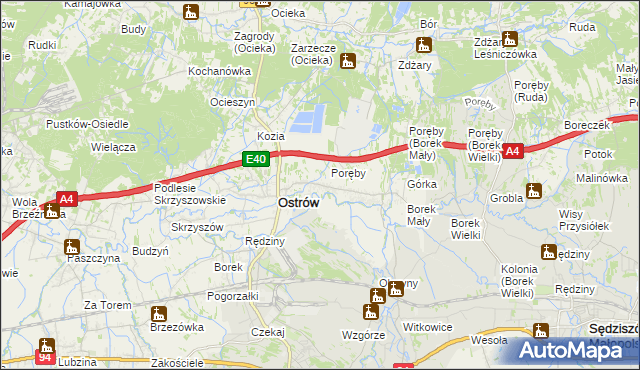 mapa Kozodrza, Kozodrza na mapie Targeo