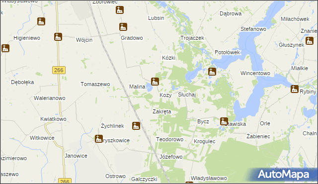 mapa Kozy gmina Piotrków Kujawski, Kozy gmina Piotrków Kujawski na mapie Targeo