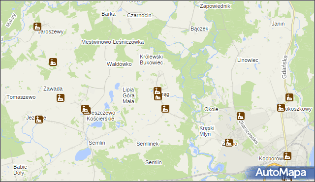 mapa Krąg gmina Starogard Gdański, Krąg gmina Starogard Gdański na mapie Targeo