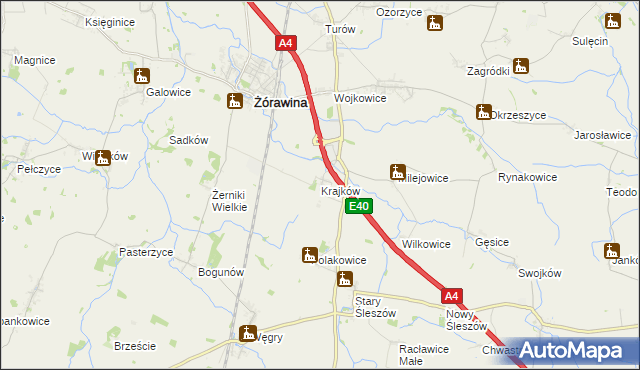 mapa Krajków gmina Żórawina, Krajków gmina Żórawina na mapie Targeo