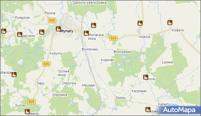 mapa Krasinek, Krasinek na mapie Targeo