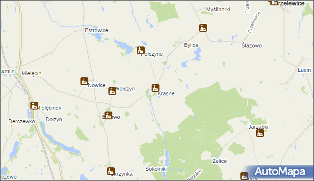 mapa Krasne gmina Lipiany, Krasne gmina Lipiany na mapie Targeo