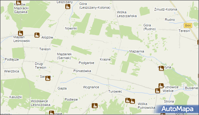 mapa Krasne gmina Wojsławice, Krasne gmina Wojsławice na mapie Targeo