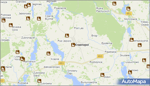 mapa Krasnopol, Krasnopol na mapie Targeo