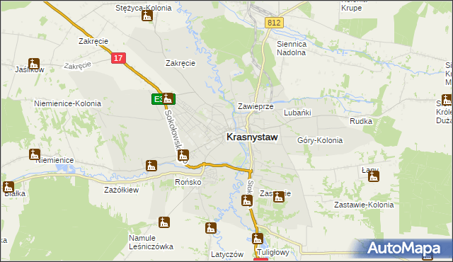 mapa Krasnystaw, Krasnystaw na mapie Targeo
