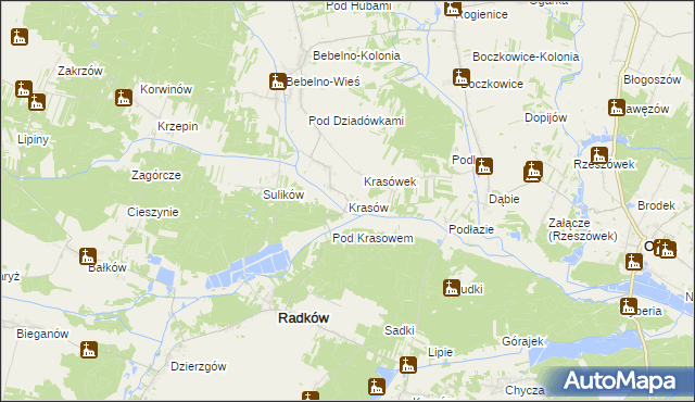 mapa Krasów gmina Radków, Krasów gmina Radków na mapie Targeo