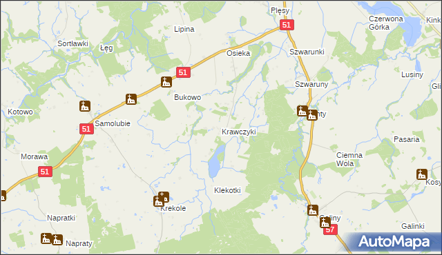 mapa Krawczyki, Krawczyki na mapie Targeo