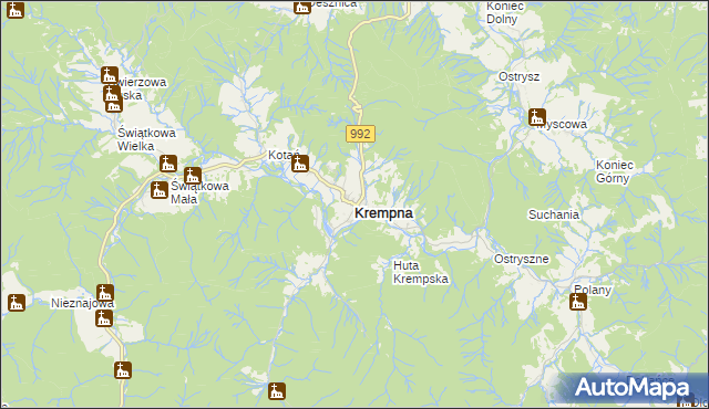 mapa Krempna, Krempna na mapie Targeo