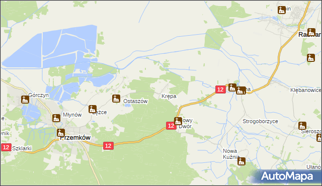 mapa Krępa gmina Przemków, Krępa gmina Przemków na mapie Targeo