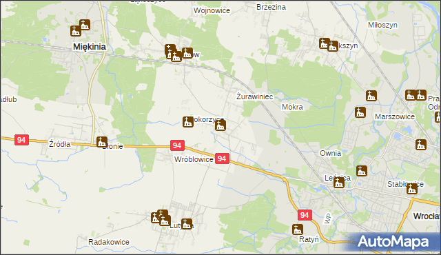 mapa Krępice gmina Miękinia, Krępice gmina Miękinia na mapie Targeo