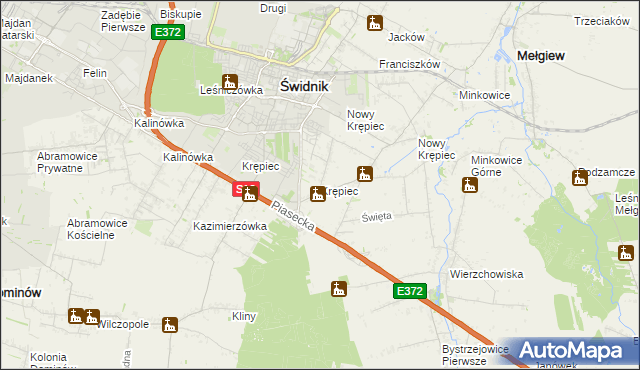 mapa Krępiec gmina Mełgiew, Krępiec gmina Mełgiew na mapie Targeo