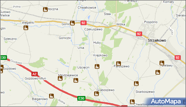 mapa Krępkowo gmina Strzałkowo, Krępkowo gmina Strzałkowo na mapie Targeo