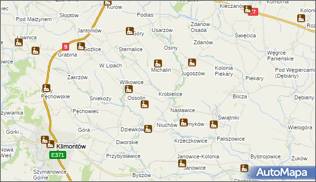 mapa Krobielice, Krobielice na mapie Targeo