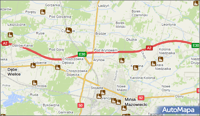 mapa Królewiec gmina Mińsk Mazowiecki, Królewiec gmina Mińsk Mazowiecki na mapie Targeo