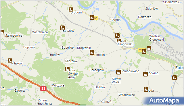 mapa Kromolin, Kromolin na mapie Targeo