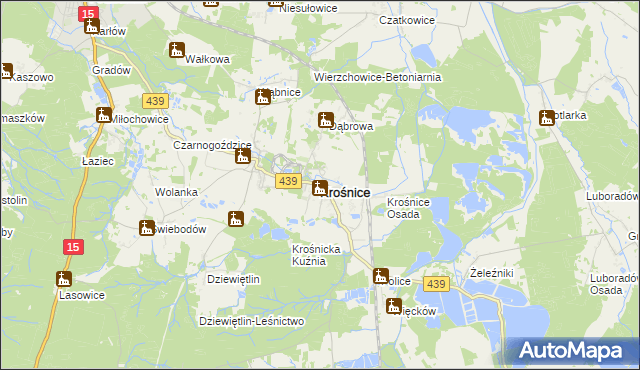 mapa Krośnice powiat milicki, Krośnice powiat milicki na mapie Targeo