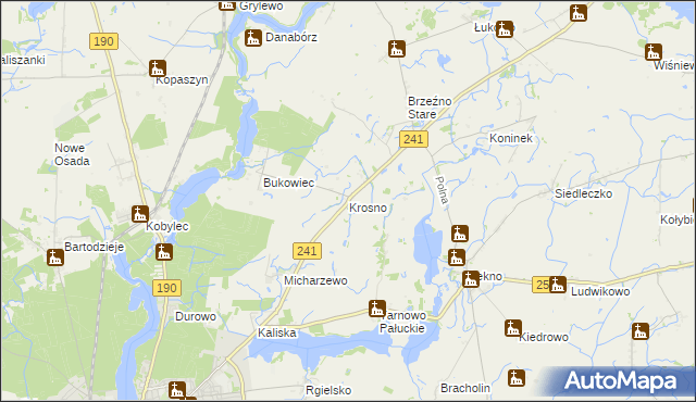 mapa Krosno gmina Wągrowiec, Krosno gmina Wągrowiec na mapie Targeo