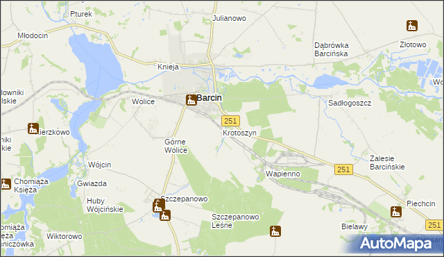 mapa Krotoszyn gmina Barcin, Krotoszyn gmina Barcin na mapie Targeo