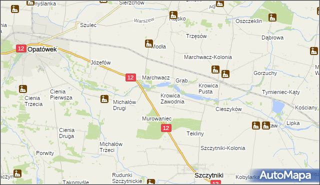 mapa Krowica Zawodnia, Krowica Zawodnia na mapie Targeo