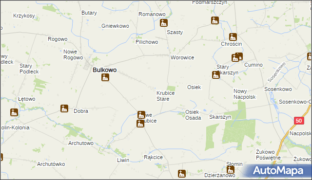 mapa Krubice Stare, Krubice Stare na mapie Targeo