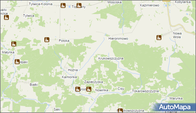 mapa Krukowszczyzna gmina Michałowo, Krukowszczyzna gmina Michałowo na mapie Targeo